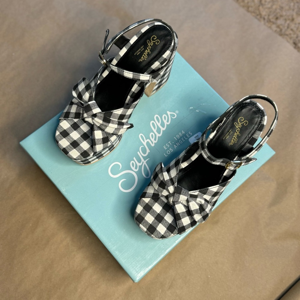 Seychelles New Americana Gingham Fabric Platform Heels